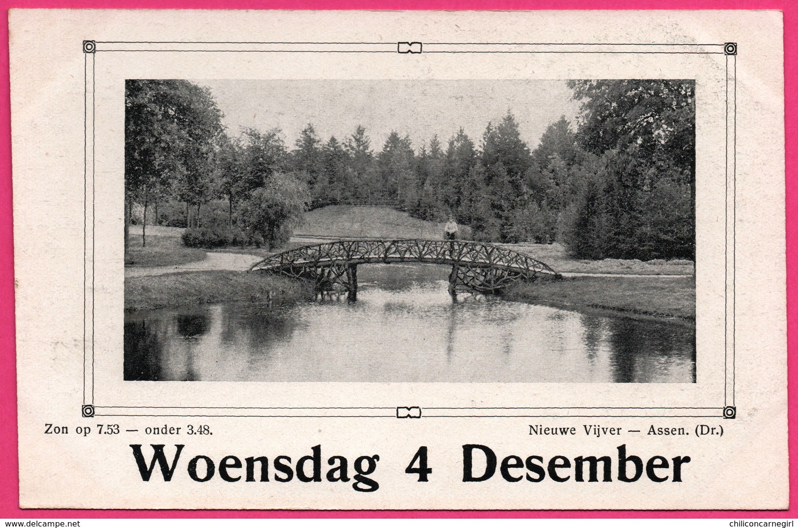 Assen - Nieuwe Vijver - Pont - Passerelle - Animée - ** Apparemment Carte Contrecollée - Fabrication Maison ** - Assen