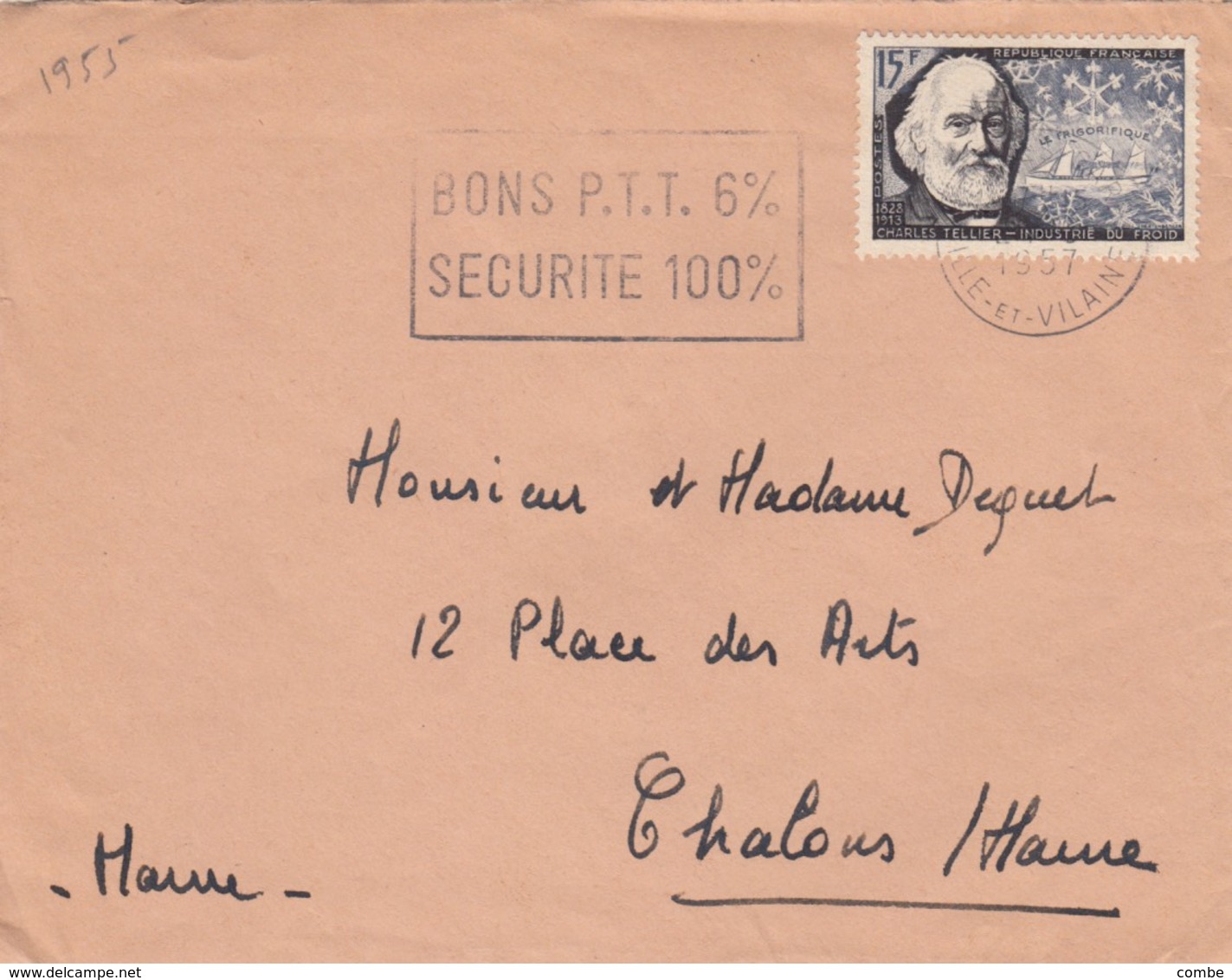 SEUL SUR LETTRE. 1957 TELLIER 1056 - 1921-1960: Moderne