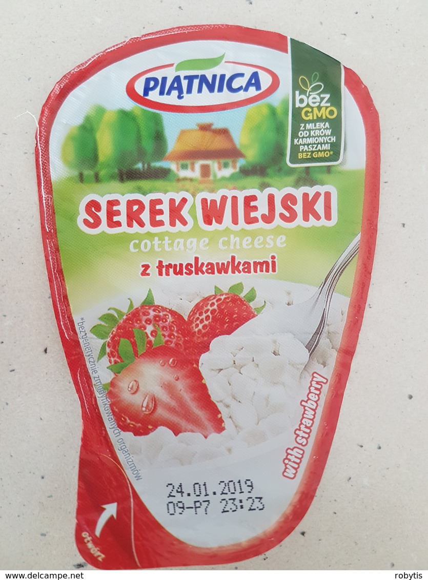 Poland Curd With Strawberries Top - Milk Tops (Milk Lids)