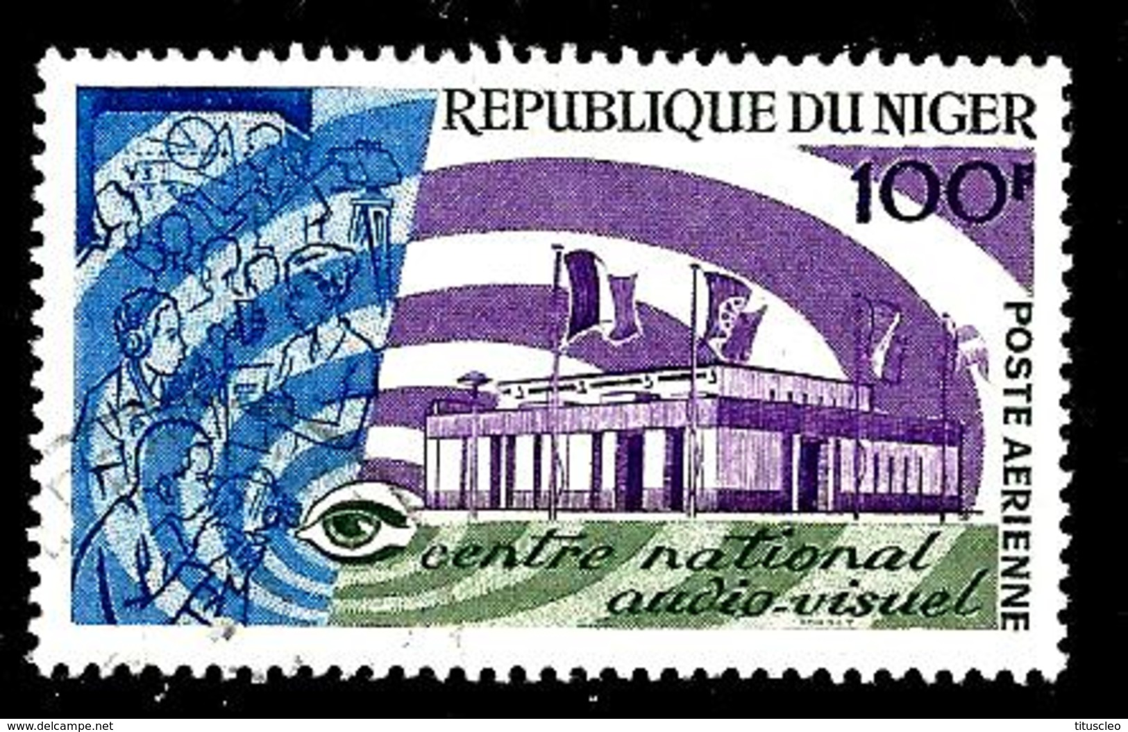 NIGER Aer73° 100f Vert, Violet Et Bleu Centre Audiovisuel (10% De La Cote + 0,25) - Niger (1960-...)
