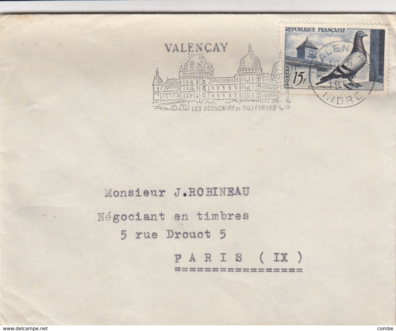 SEUL SUR LETTRE. 1957 COLOMBOPHILIE  1091 - 1921-1960: Moderne