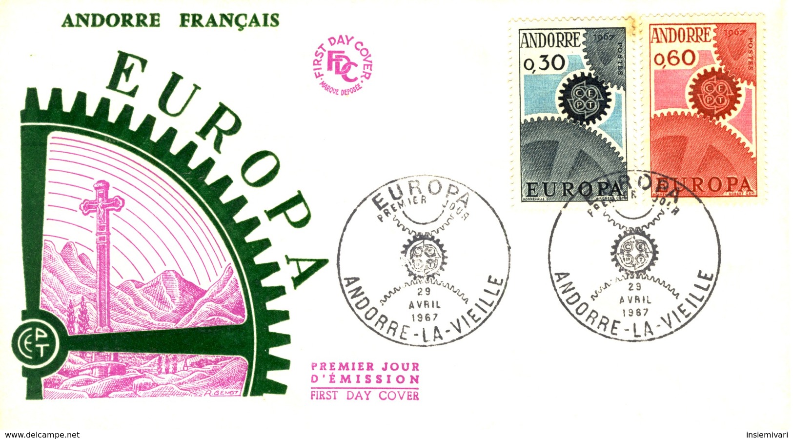 E+ANDORRA FRANCESE 1967 FDC Europa CEPT. - Storia Postale