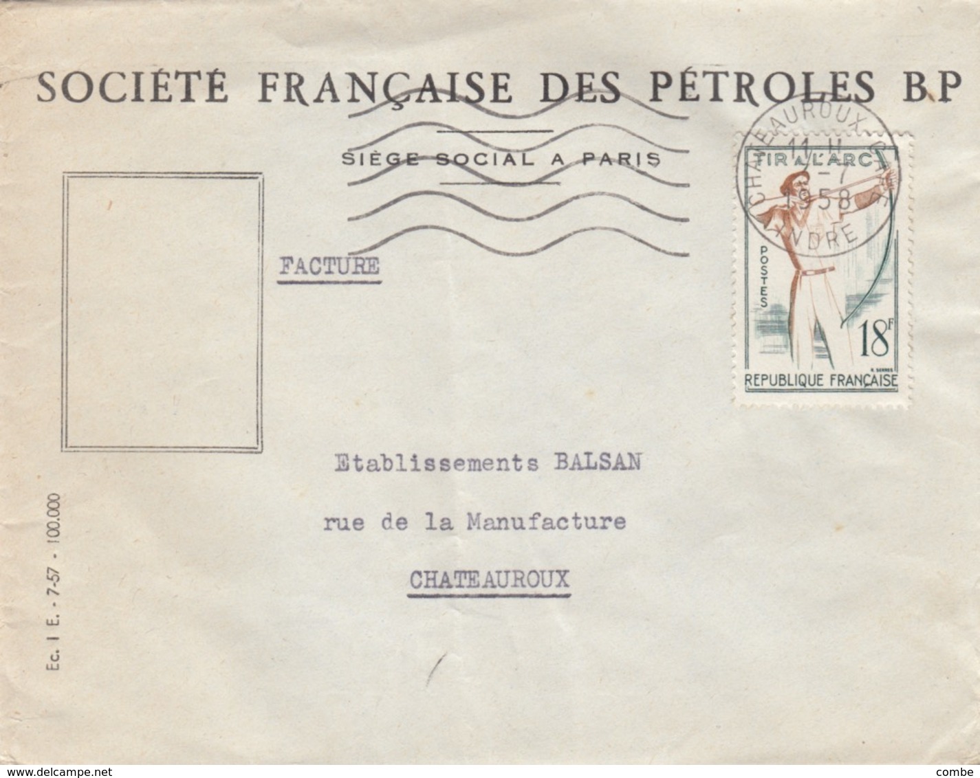 SEUL SUR LETTRE. 1958  TIR ARC 1163 - 1921-1960: Période Moderne