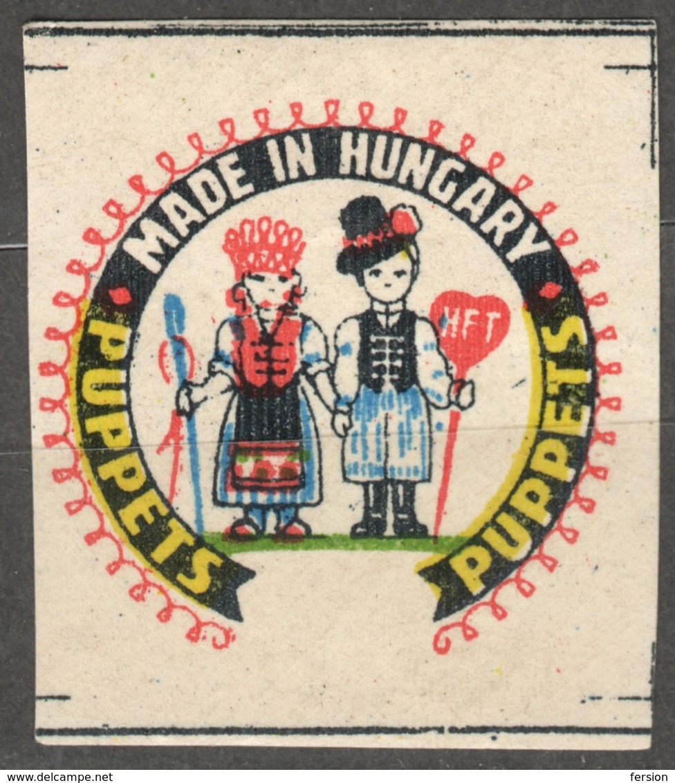 Puppet Puppets - Folk Motifs - CINDERELLA LABEL VIGNETTE - MNH - Hungary 1960's - Marionnettes