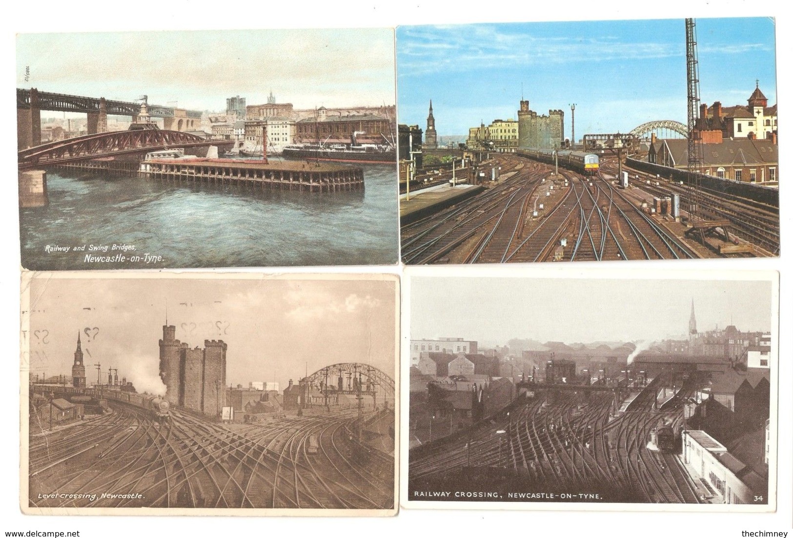 FOUR POSTCARDS OF RAILWAY BRIDGES AT NEWCASTLE UPON TYNE NORTHUMBERLAND - Structures