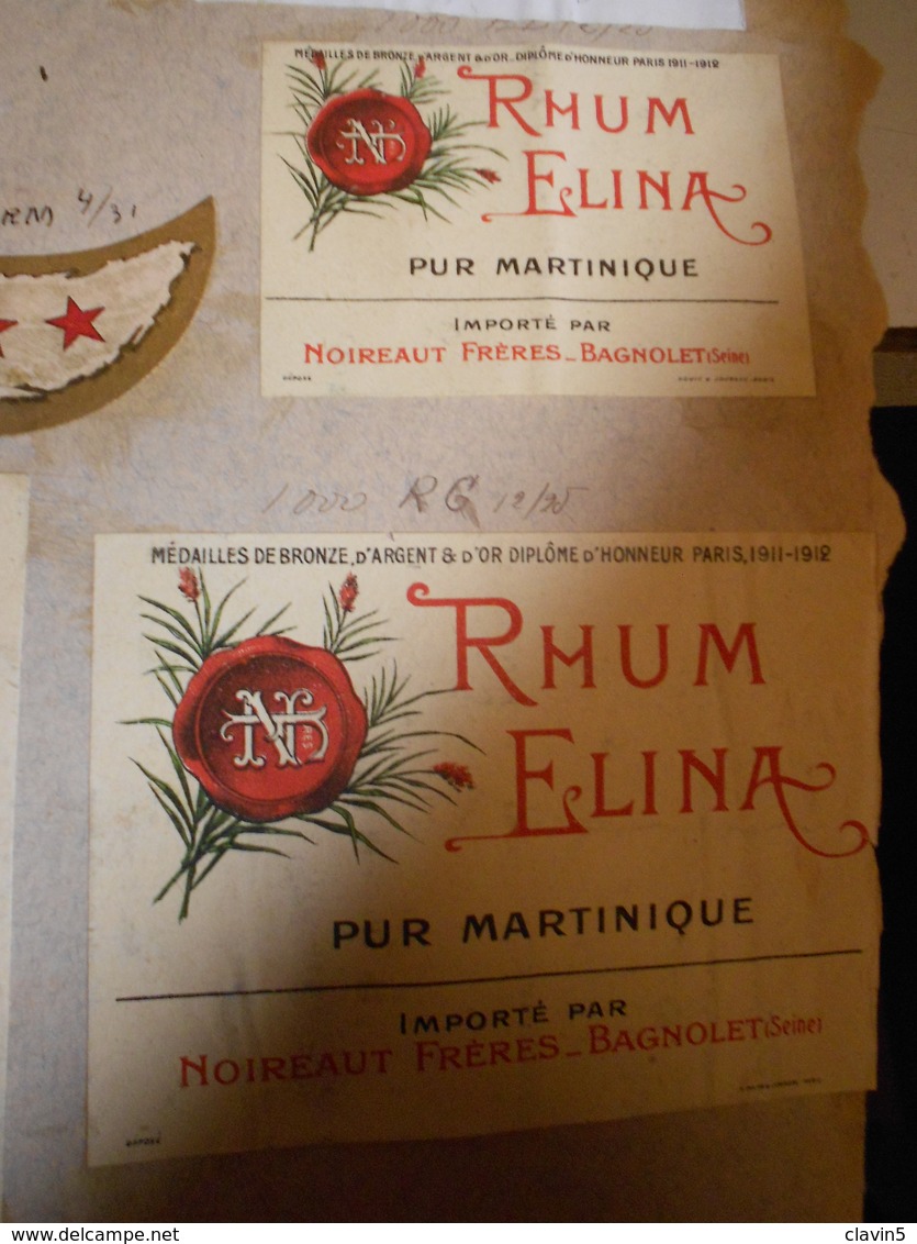 ETIQUETTE RHUM ELINA NOIRAULT FRERES BAGNOLET - Autres & Non Classés