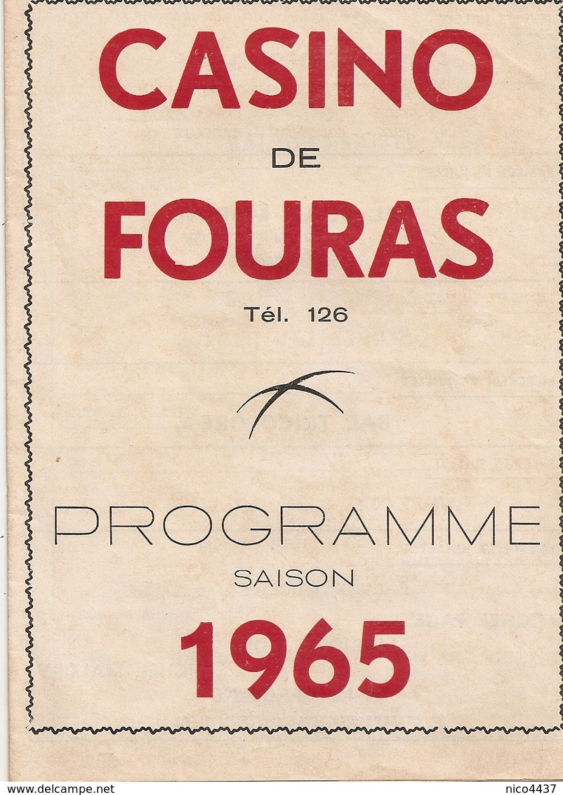 Fouras Programme Au Casino 1965 Avec José Cando - Fouras-les-Bains