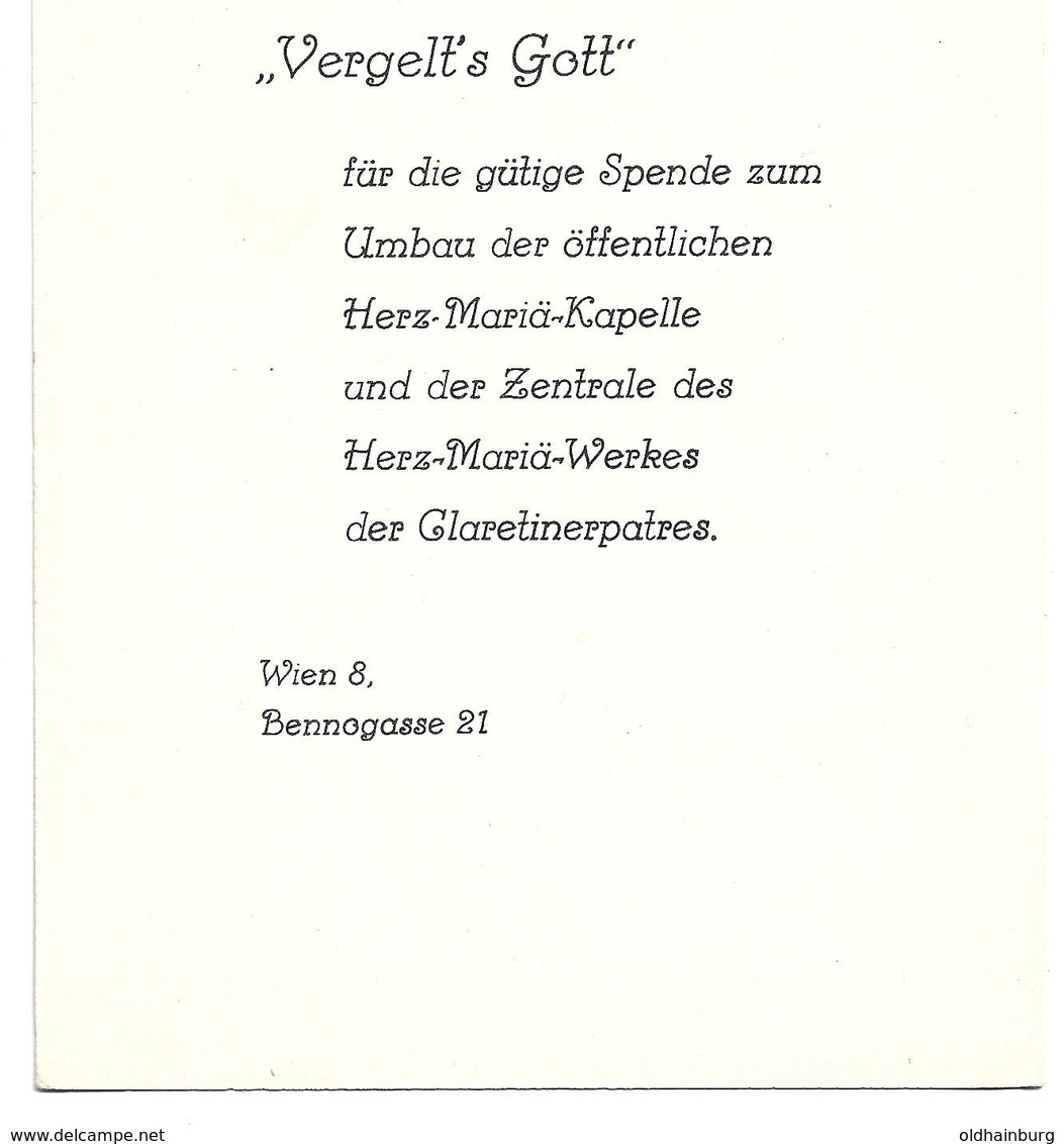 3020q: "Vergelts Gott"- Bausteinkarte Herz Maria- Kapelle 1080 Wien, Bennogasse 21 - Churches