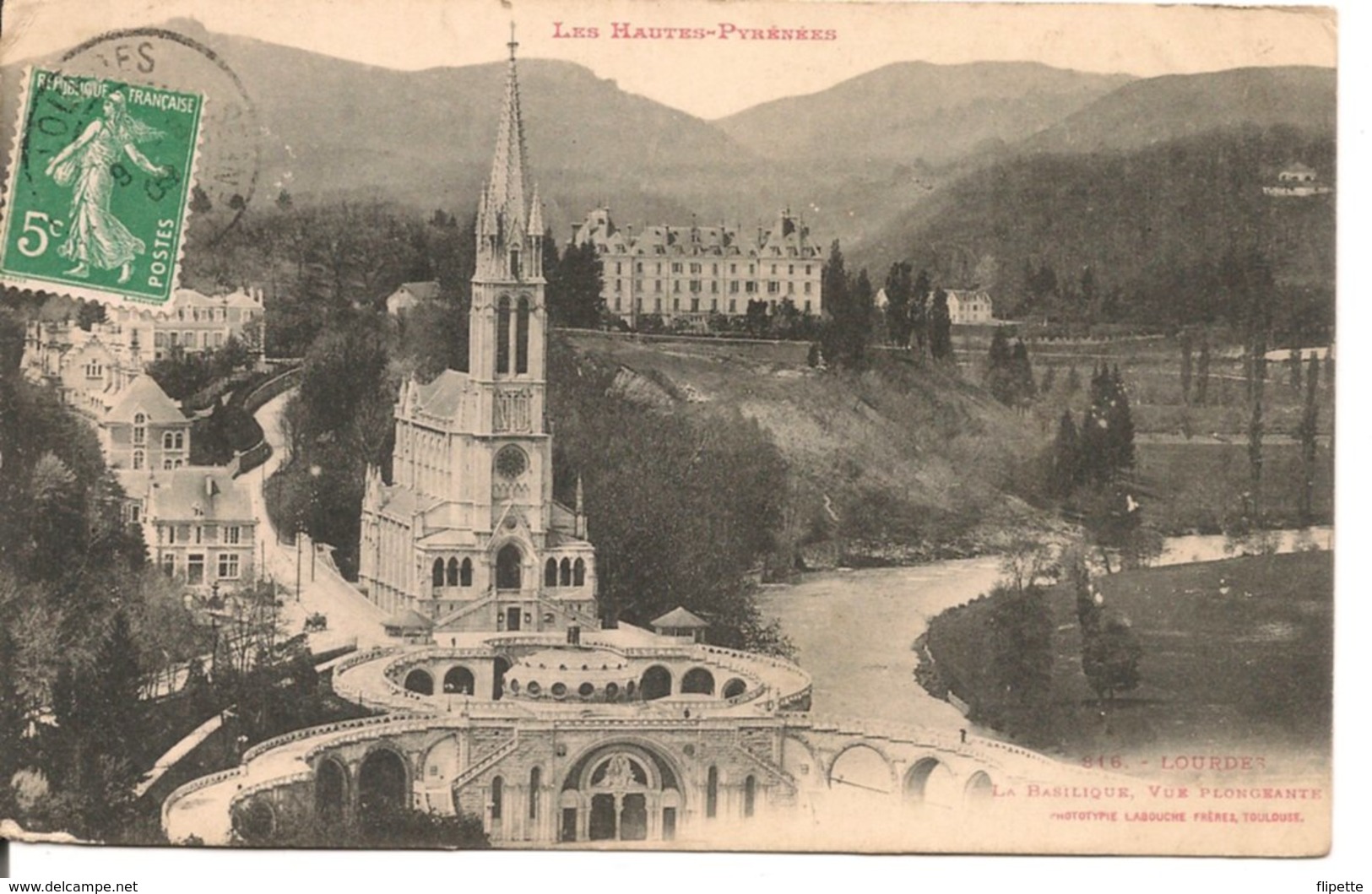 L35B453 - Lourdes - La Basilique, Vue Plongeante - Labouche Frères N°316 - Lourdes