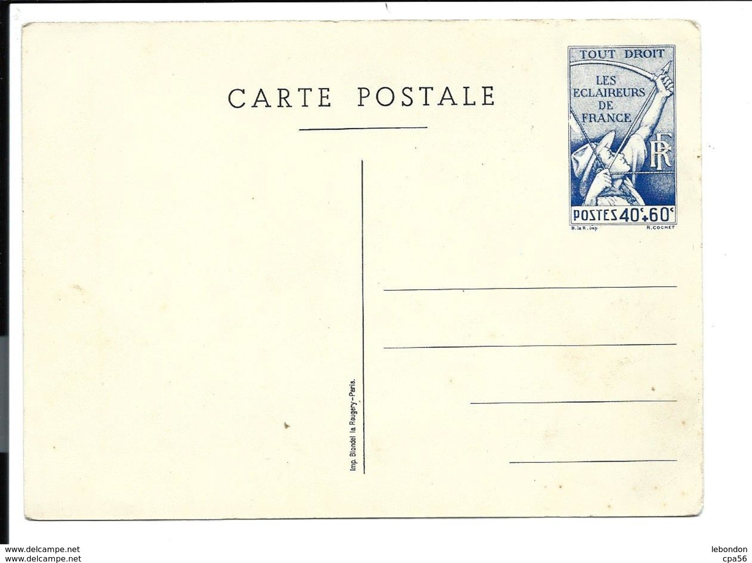 ENTIER POSTAL SCOUTISME SCOUT - Eclaireurs De France - Cartes Postales Types Et TSC (avant 1995)