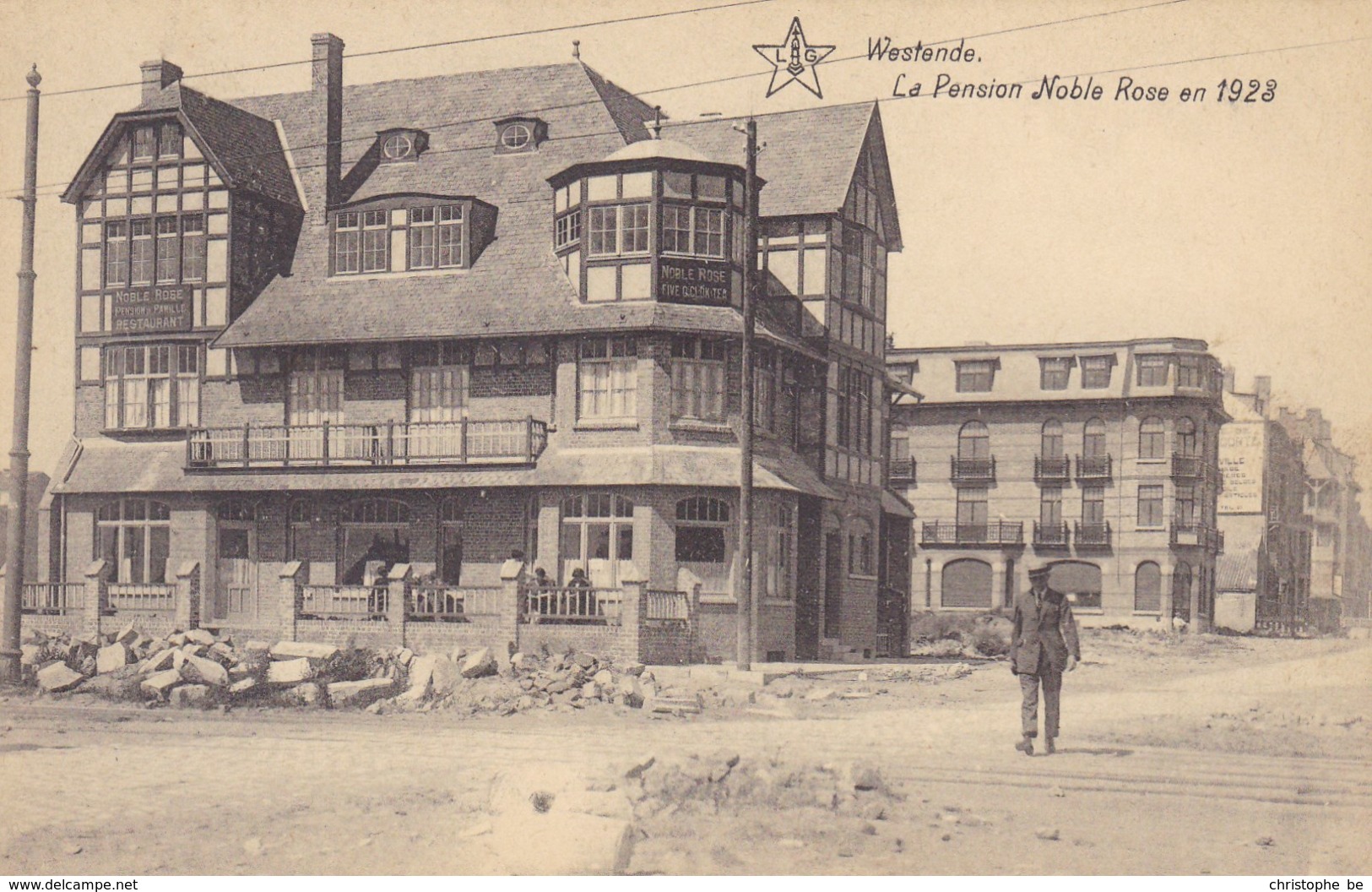 Westende, La Pension Noble Rose En 1928 (pk58764) - Westende