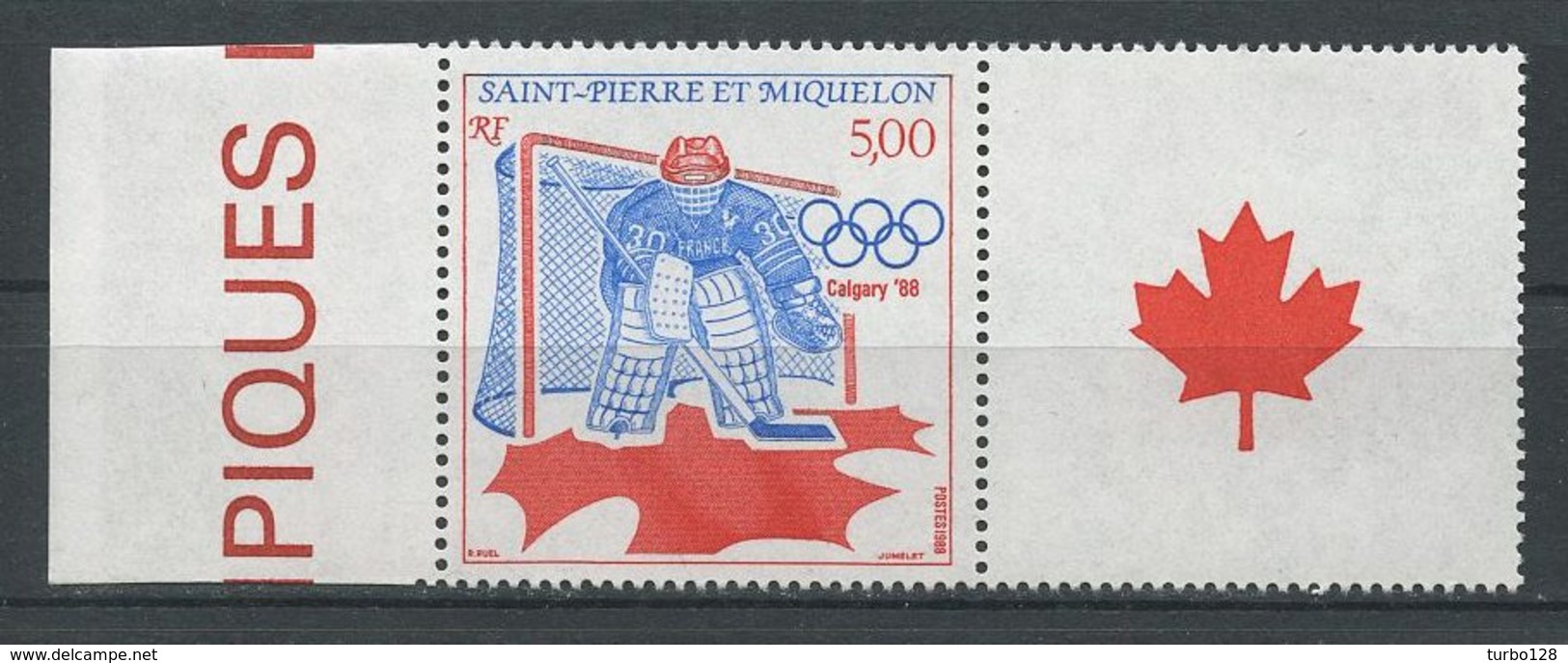 SPM MIQUELON 1988  N° 487 ** Vignette Neuf MNH Superbe C 2.75 € +JO Hiver Calgary Hockey Sur Glace Canada Sports - Neufs