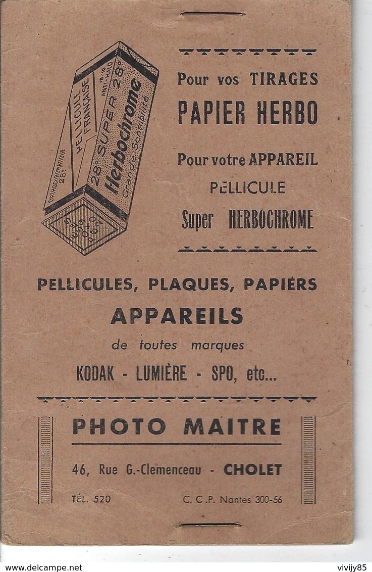 49 - CHOLET - Beau Petit Livret Pour Tirages Papier Herbo  " Photo LEMAITRE Rue G.Clémenceau  " - Matériel & Accessoires