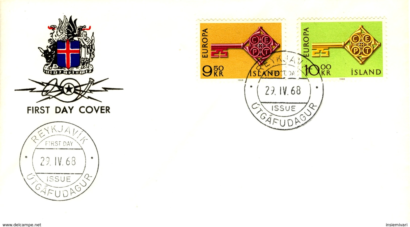 1968 - ISLANDA - EUROPA - BUSTA FDC.+5 - FDC