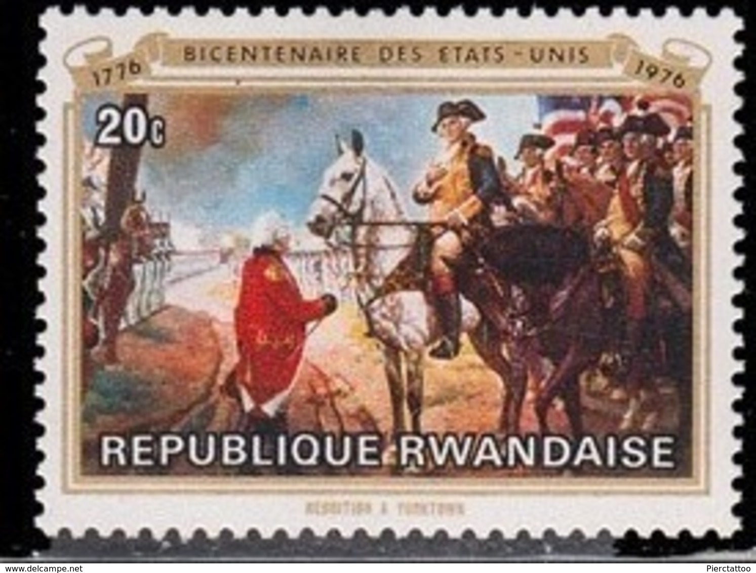 Tableau Bicentenaire Des États Unis (Cheval/Art) - Rwanda - 1976 - YT 698 - Neufs