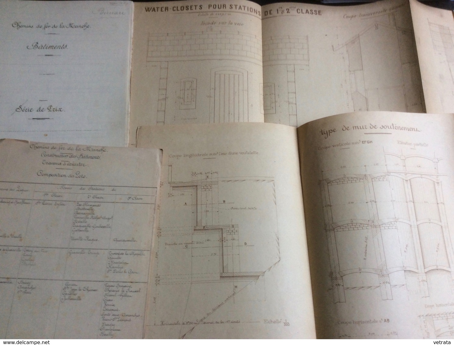 13 Plans d’architecte & un mémoire de 30 pages, Projets pour les Chemins de Fer de la Manche, 1907