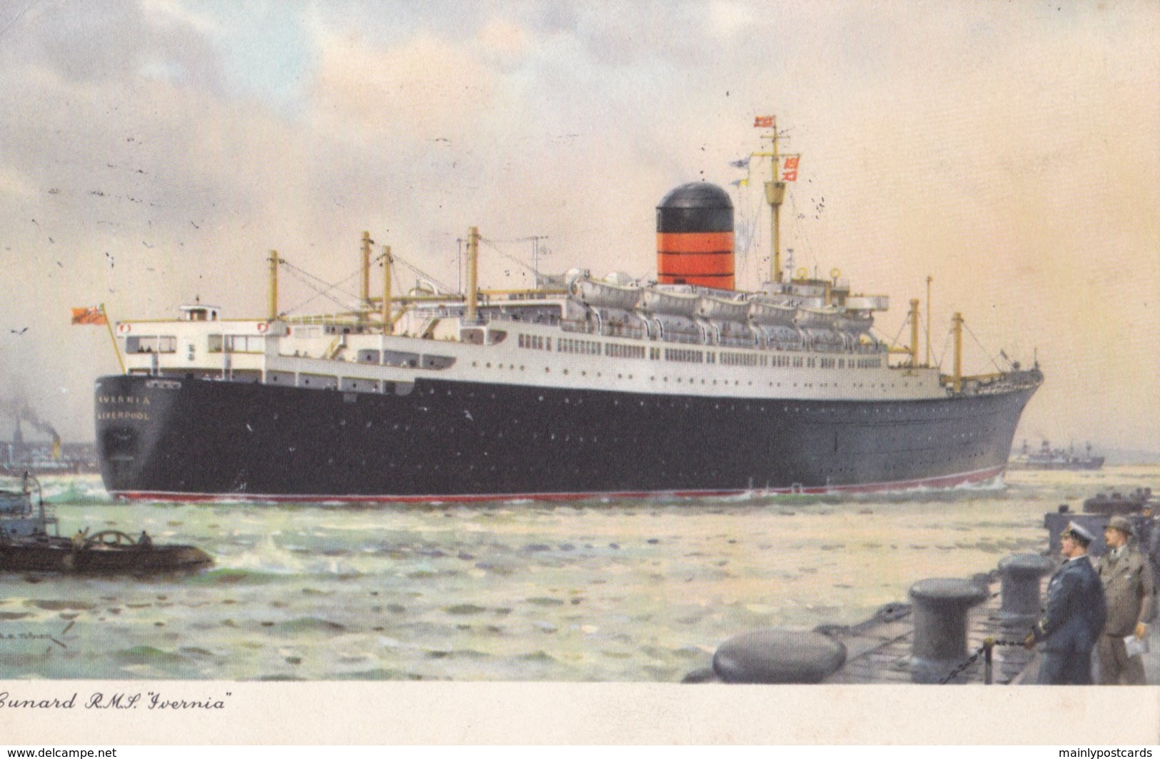 AP44 Shipping - Cunard R.M.S. Ivernia - Artist Signed - Steamers