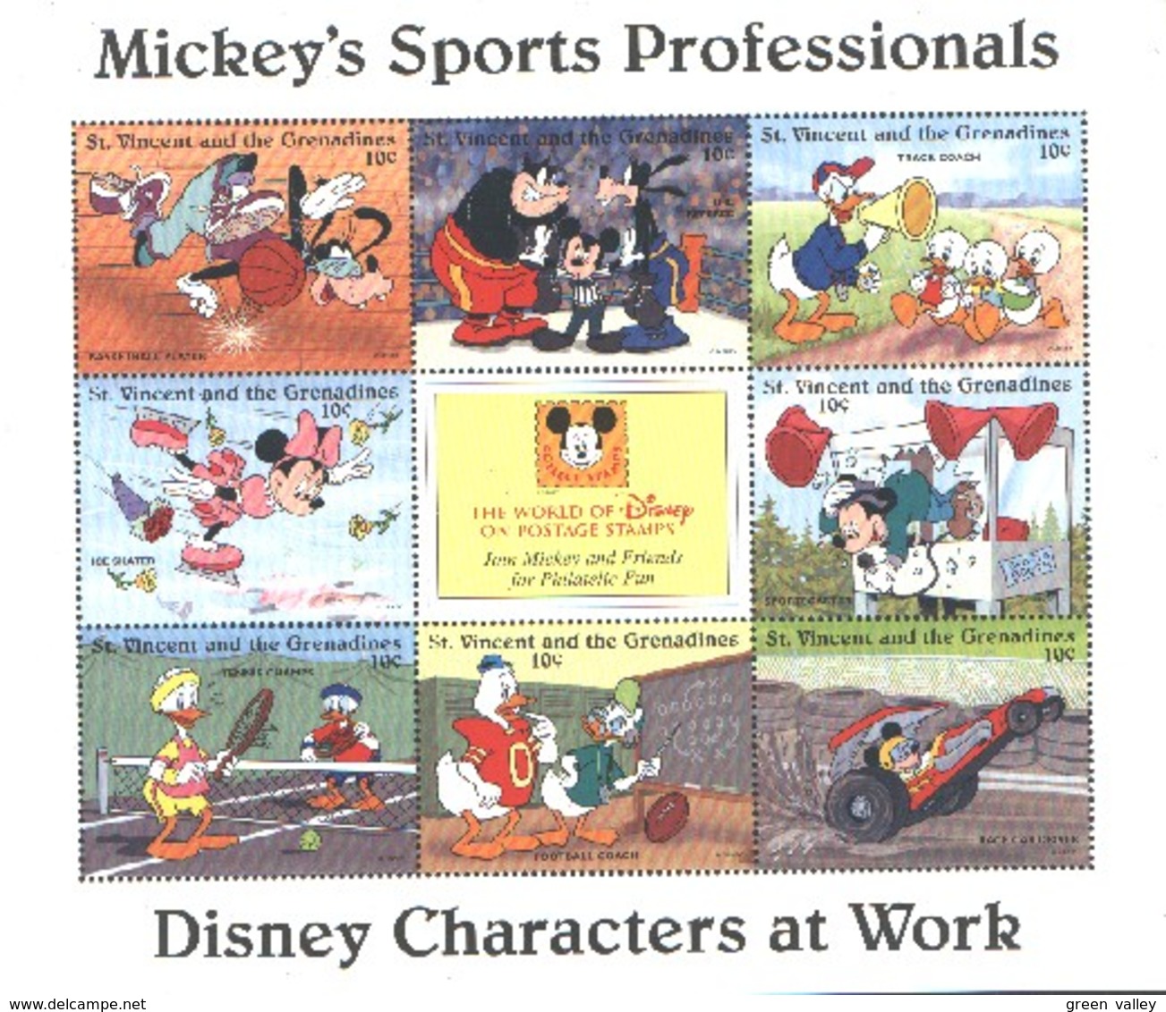 Saint Vincent Basketball Boxe Tennis Car Racing MNH ** SC (A52-122b) - Disney