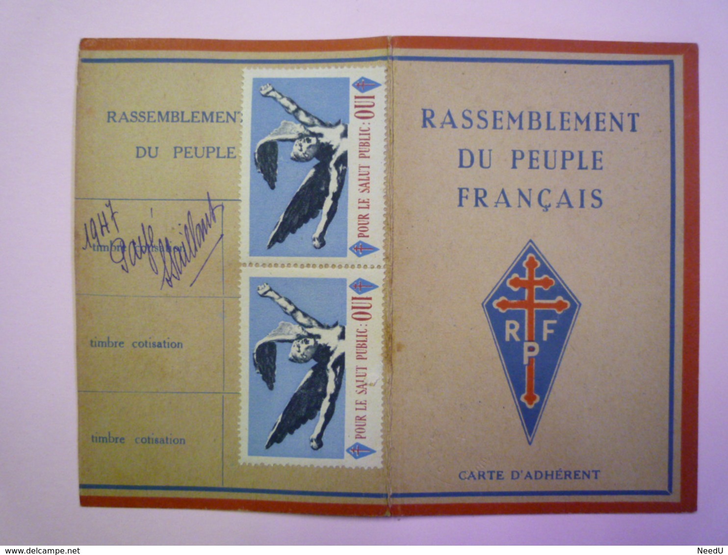 GP 2019 - 848  MAROC  -  CASABLANCA  :  Carte De Membre Du  RPR  1948  -  RARE   XXX - Non Classificati
