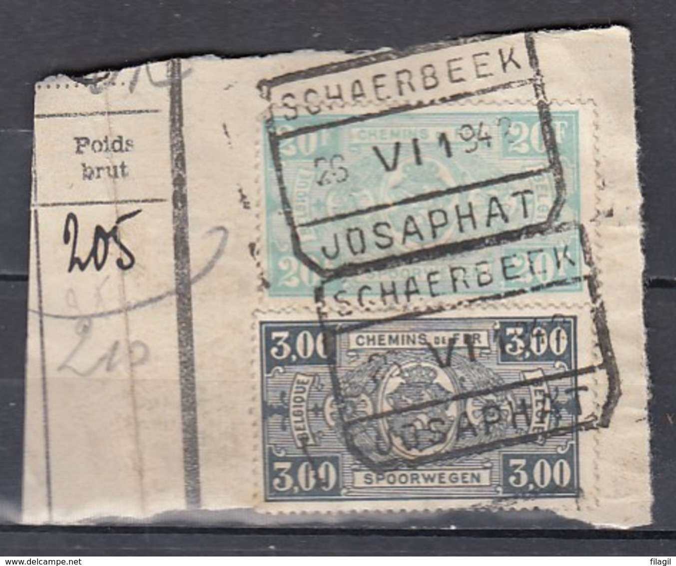 Fragment Met Stempel Schaerbeek Josaphat - Other & Unclassified