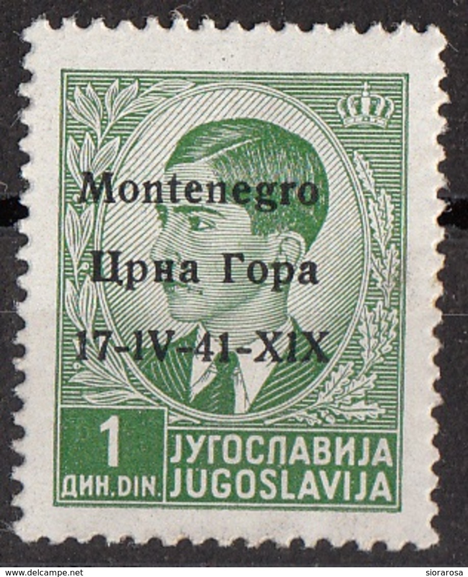 Montenegro 1941 Sc. 2N1 King Peter II "Issued Under Italian Occupation" Overprint  Nuovo - Montenegro