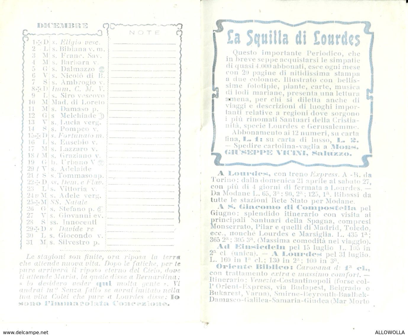 3262 "L'ANNO 1907 COLLA VERGINE S.S. DI LOURDES"  ORIGINALE - Formato Piccolo : 1901-20