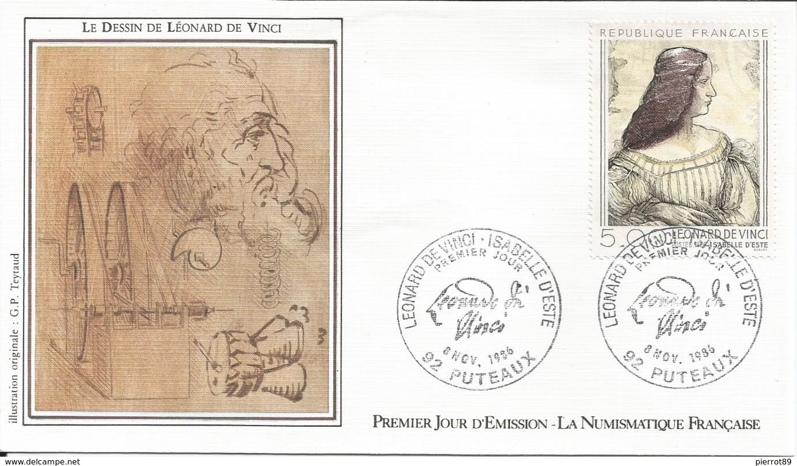 Premier Jour La Numismatique Française Leonard De Vinci 8 11 1986 - 1980-1989