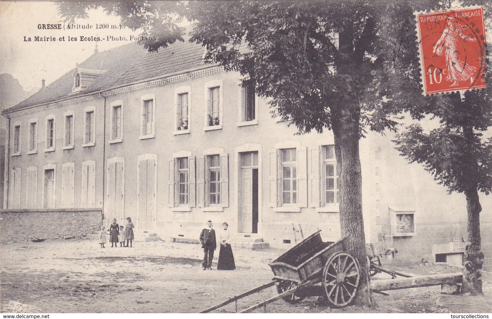 CPA 38 @ GRESSE - La Mairie Et Les Ecoles En 1907 - Charette à Bras - Autres & Non Classés