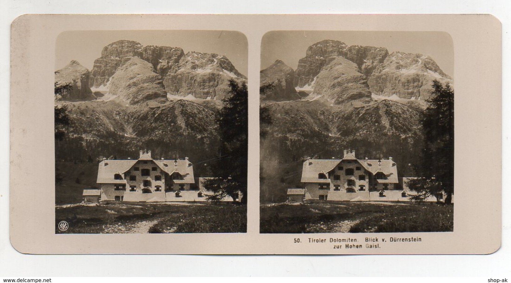 AK-1373/ Blick V. Dürrenstein Dolomiten Südtirol Italien NPG Stereofoto Ca.1905 - Photos Stéréoscopiques