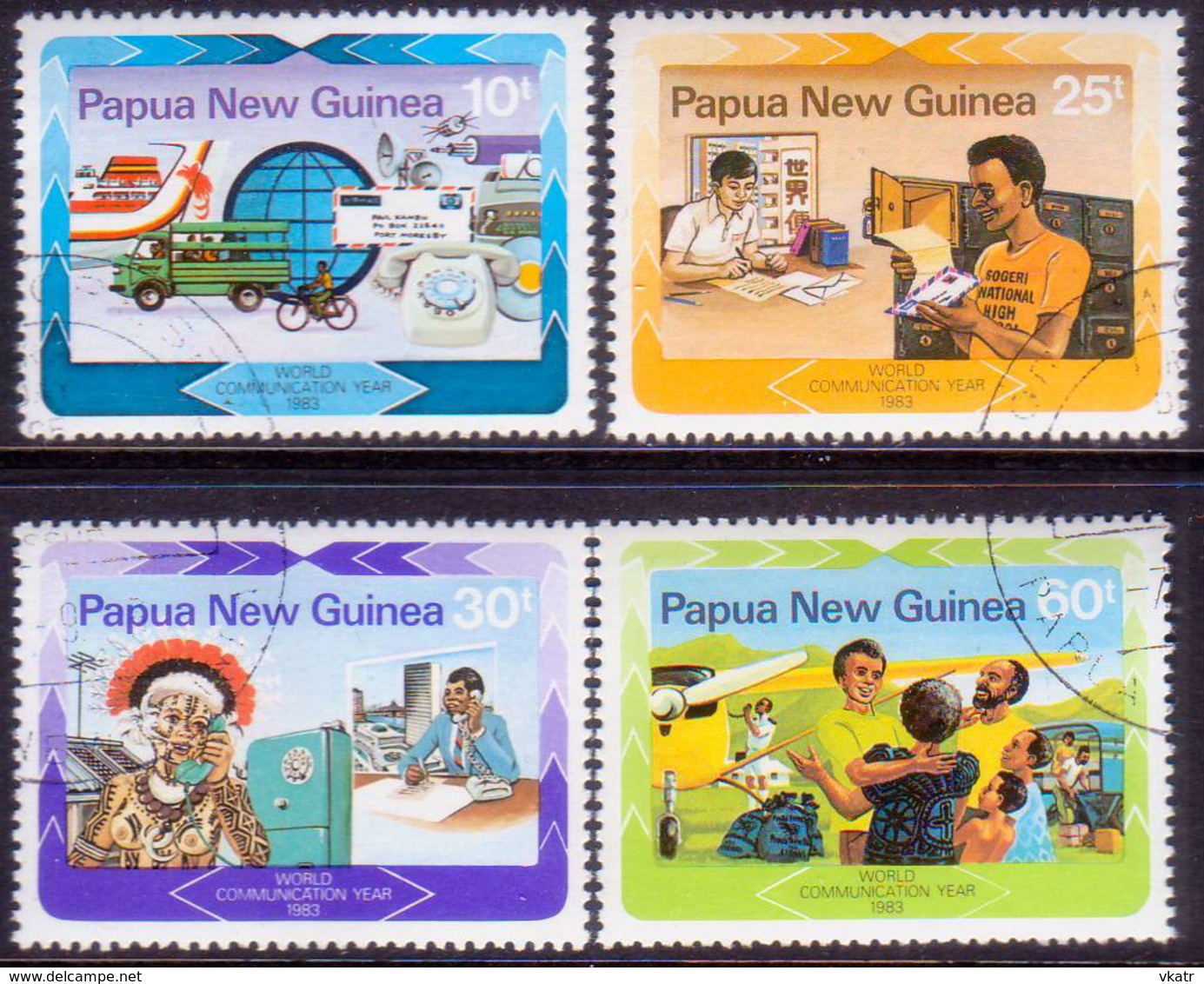 PAPUA NEW GUINEA 1983 SG #468-71 Compl.set Used World Communications Year - Papúa Nueva Guinea