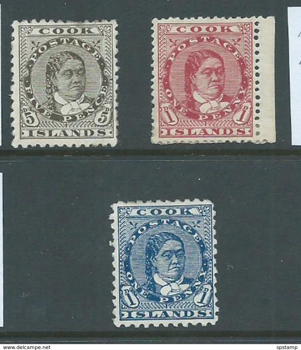 Cook Islands 1893 - 1909 Queen Makea 3 Different Mint - Cook Islands