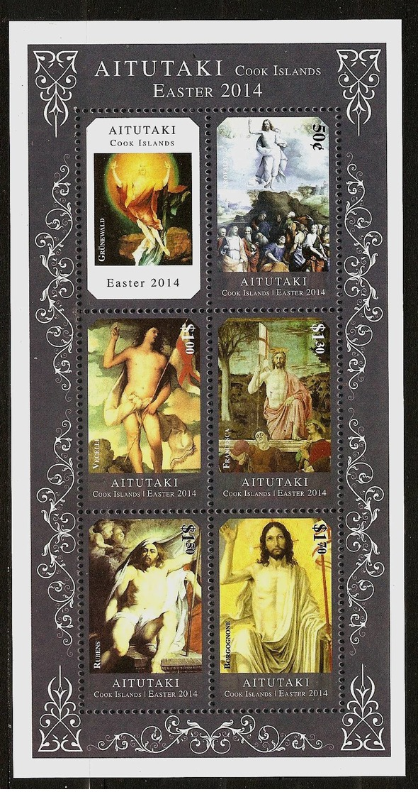 AITUTAKI (COOK ISL.) 2014 - EASTER / RESURRECTION PAINTINGS - Sheet Mi 917--921 MNH ** Cv€10,00 Z069 - Aitutaki