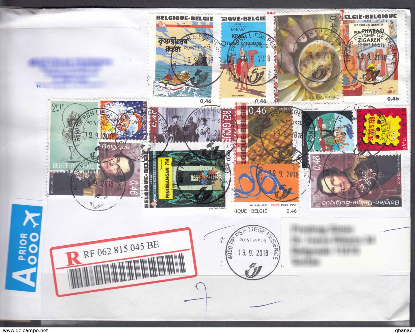 Belguim Modern Cover Travelled To Serbia - Cartas & Documentos