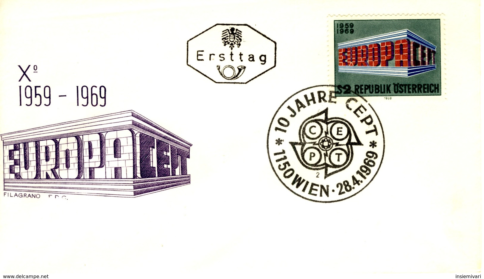 1969 - AUSTRIA - EUROPA - BUSTA FDC.+5 - FDC