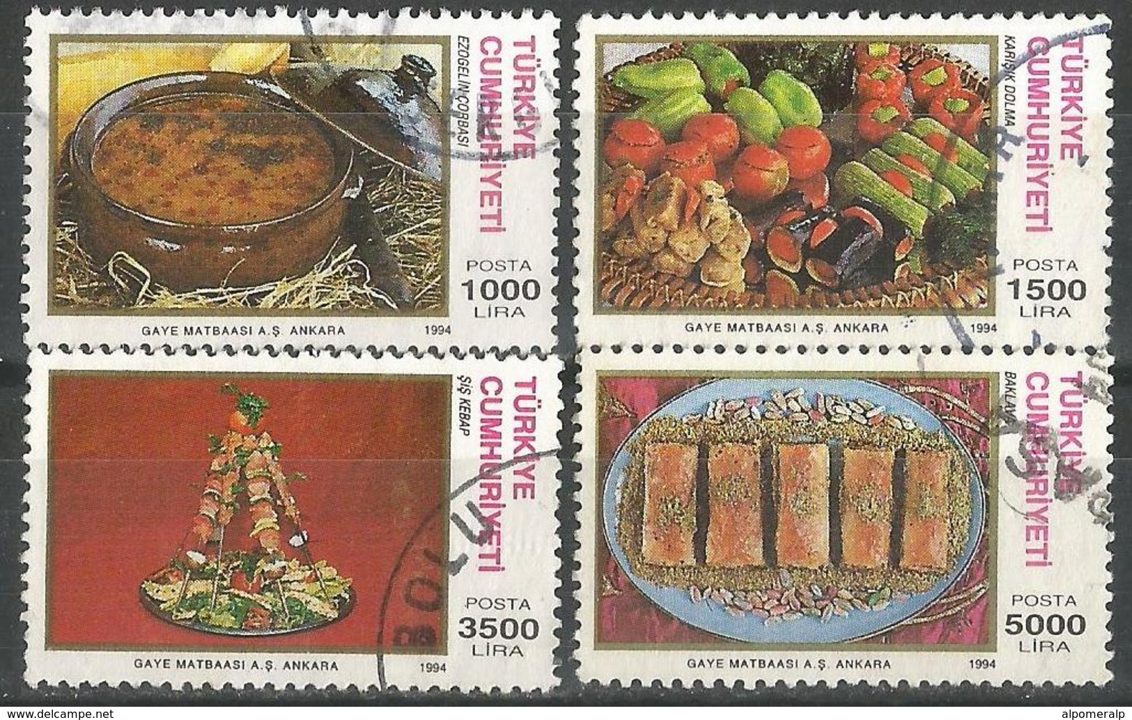 TURKEY 1994 - Mi. 3013-16 O, Turkish Cusine | Gastronomy | Turkish Meals - Oblitérés