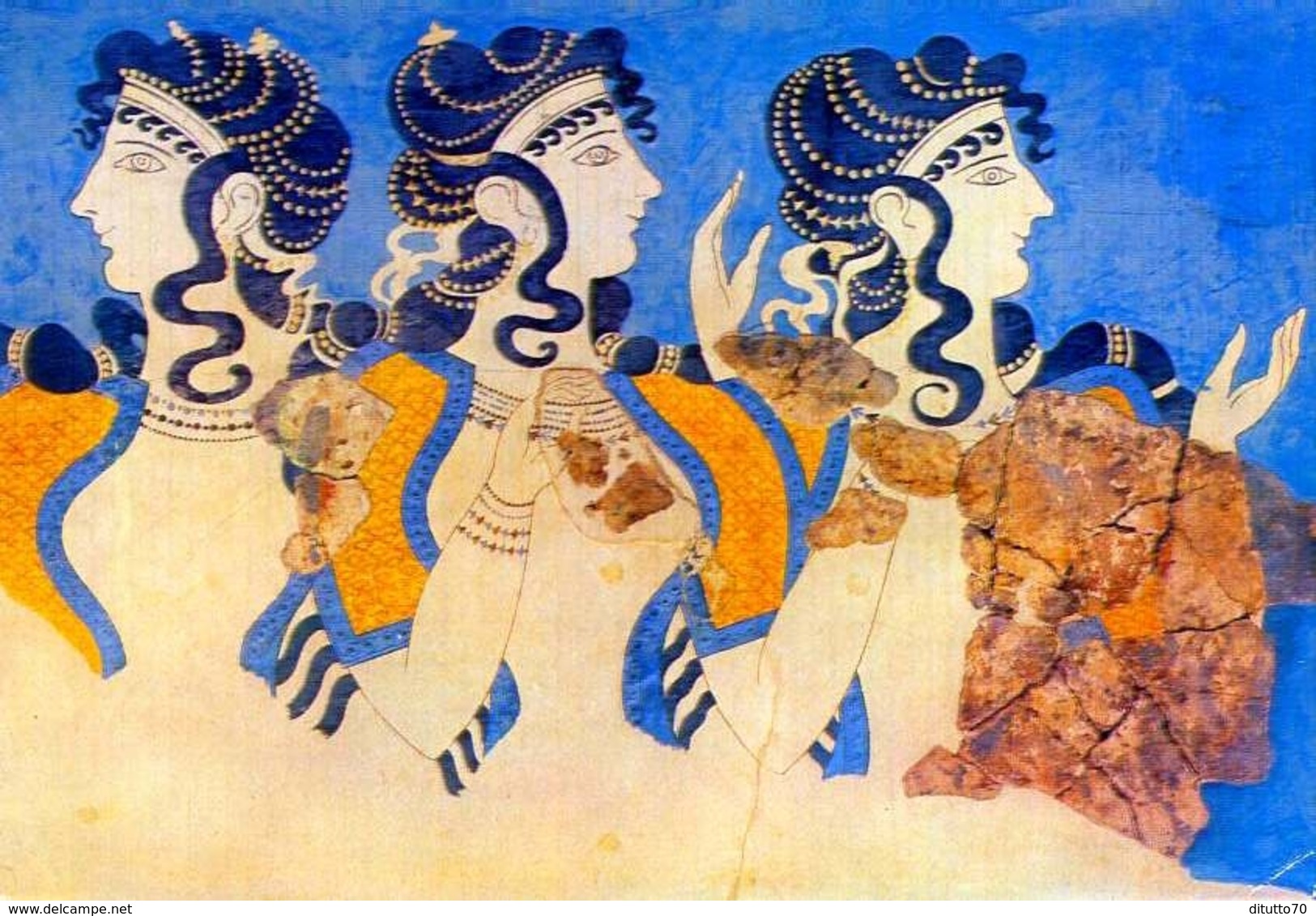 Crete Heraklee - Les Dames En Bleu Frfesque Du Palais De Cnossos - Formato Grande Viaggiata – E 9 - Grecia