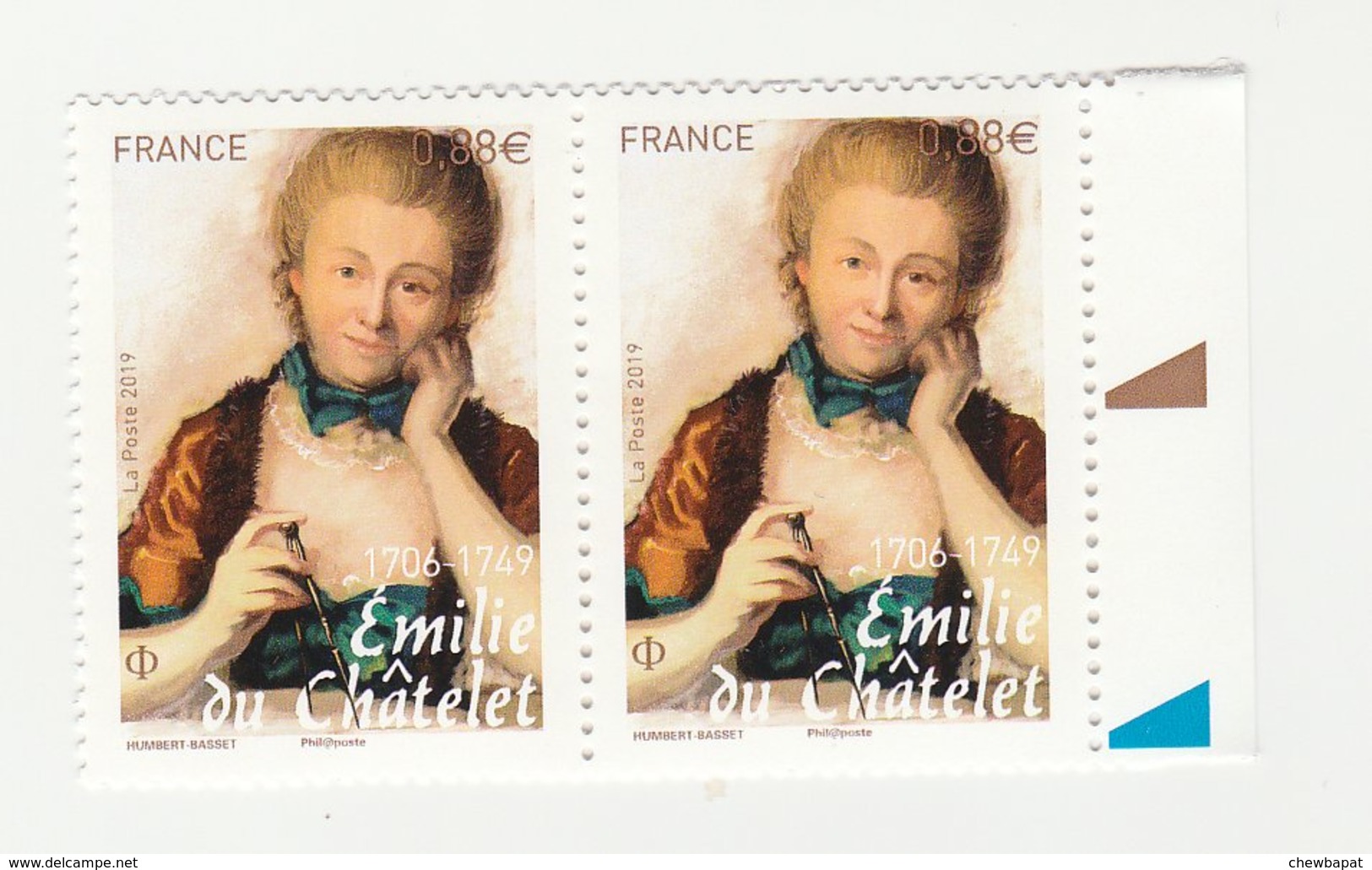 France 2019 - Emilie Du Châtelet - 2 Timbres X 0,88€ - Neufs