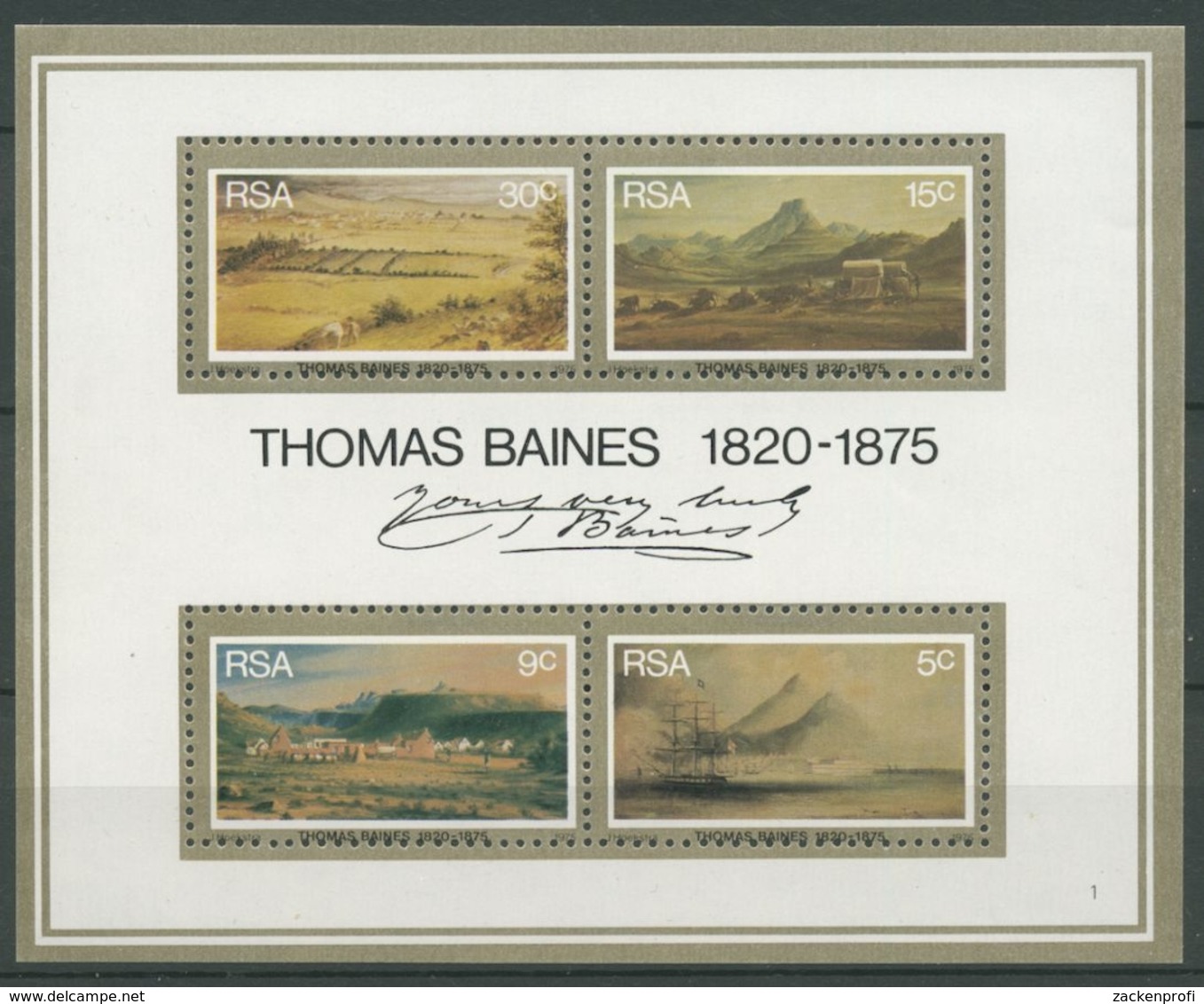 Südafrika 1975 Gemälde Von Thomas Baines Block 3 Postfrisch (C25110) - Blocks & Kleinbögen