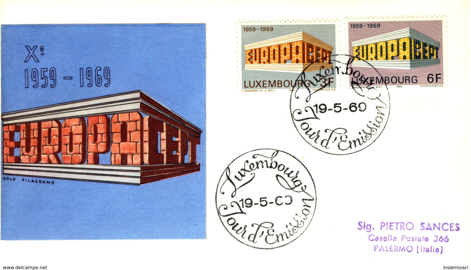 1969 - LUSSEMBURGO - EUROPA - BUSTA FDC.+2 - FDC