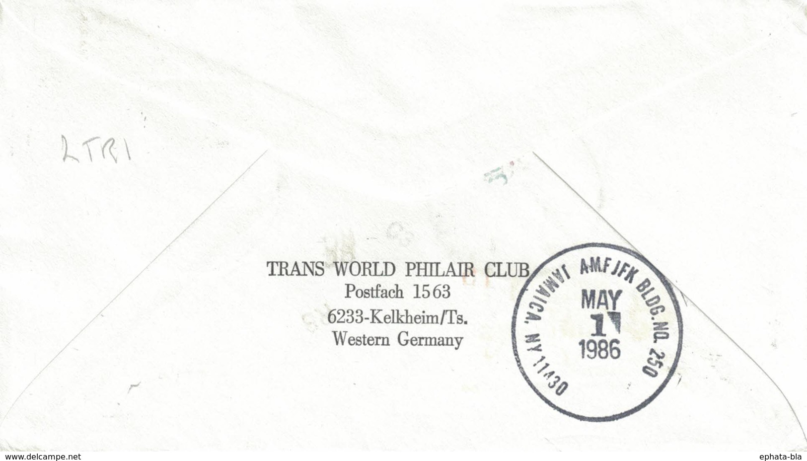 Poste Aérienne. Stuttgard => New York 1er Vol Le 30-04-1986. TWA - Lettres & Documents