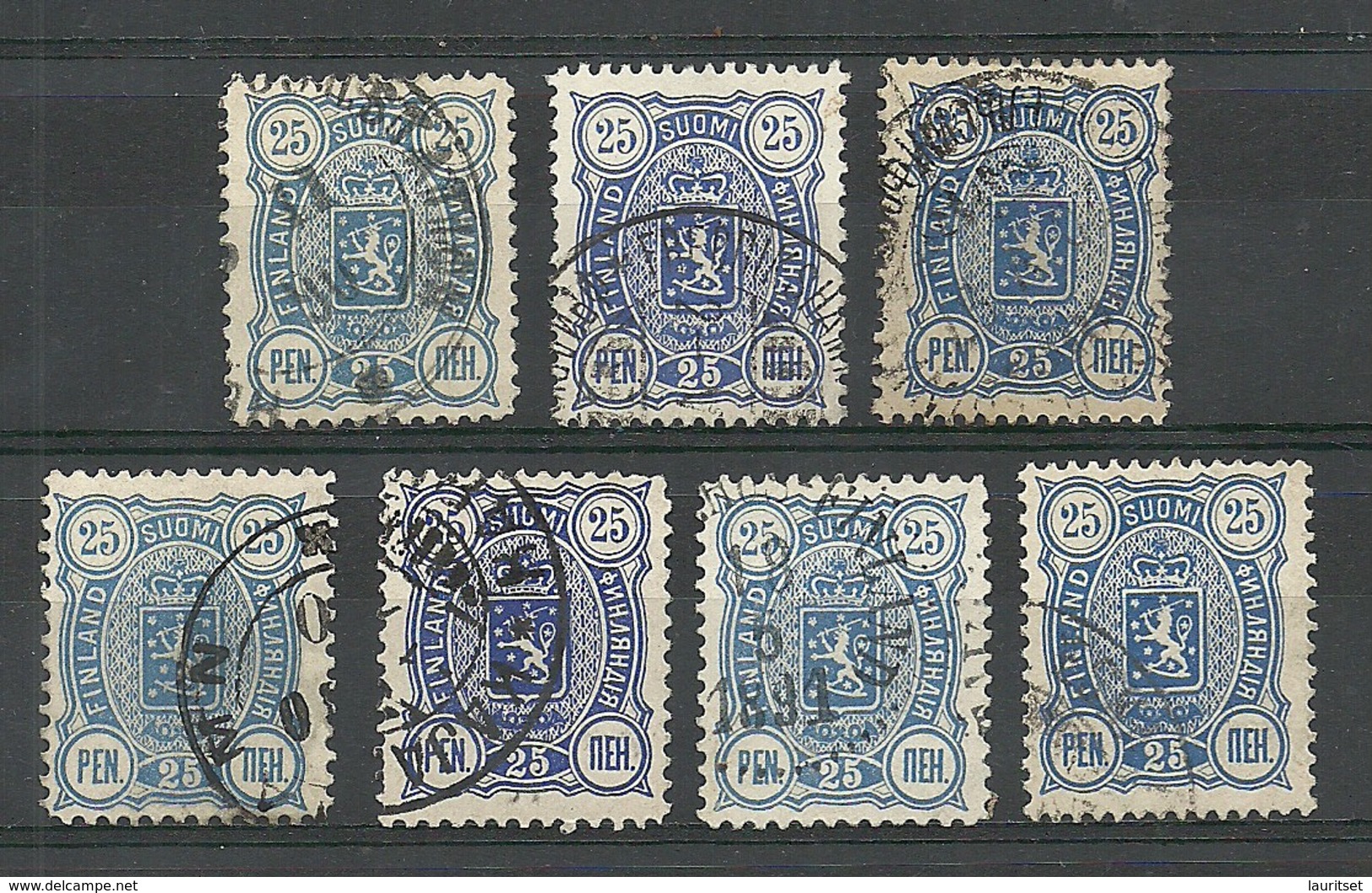FINLAND FINNLAND 1889 Michel 31 Small Lot Of Color Shades Perforaton Types O - Oblitérés