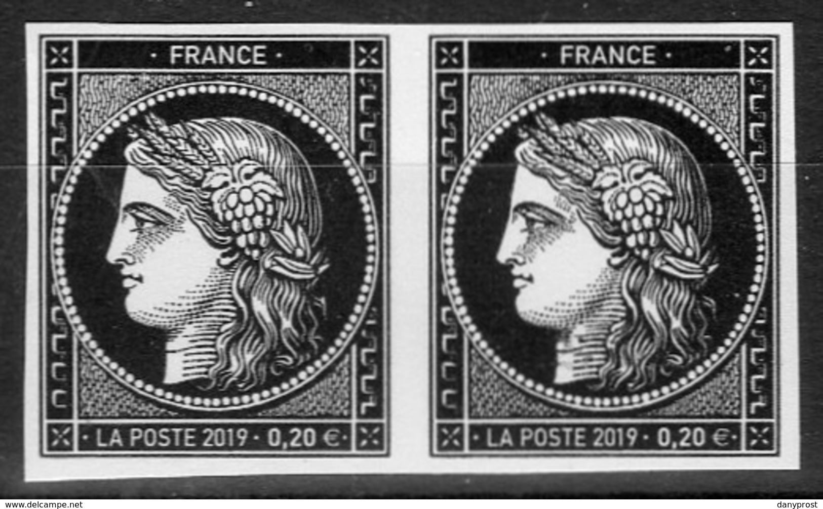 2019-paire Horizontale-non Dentelé CERES NOIR à 0.20 €-ISSU DU BLOC PRESTIGE " Les 170 Ans Du 1er Timbre Français " - Nuevos