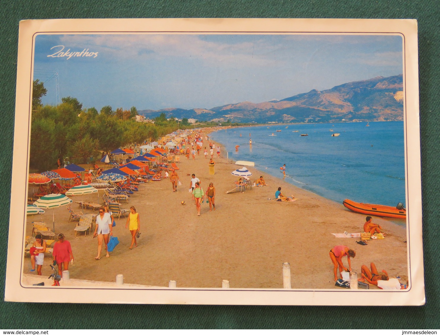 Greece 1987 Postcard " Zakynthos / Beach" To England - Symbols Of Science - Grecia