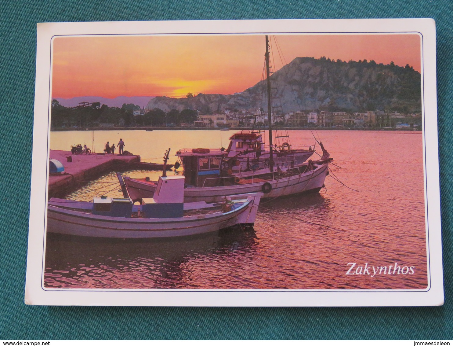 Greece 1988 Postcard " Zakynthos Boats" To England - Corfu Promenade - Grecia