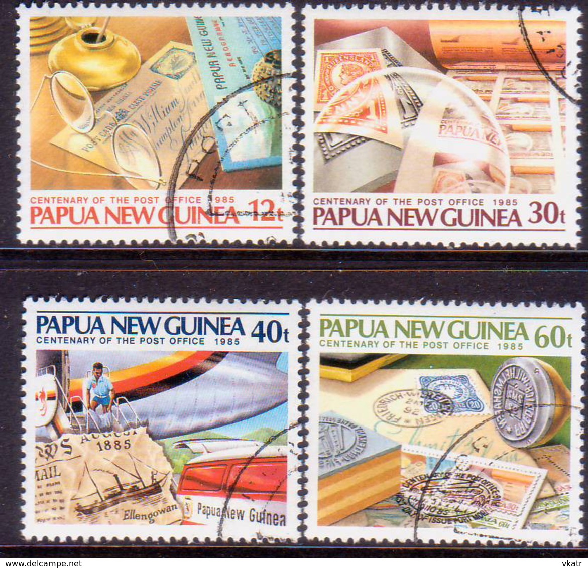 PAPUA NEW GUINEA 1985 SG #507-11 Compl.set+m/s Used Centenary Of The Post Office - Papua New Guinea