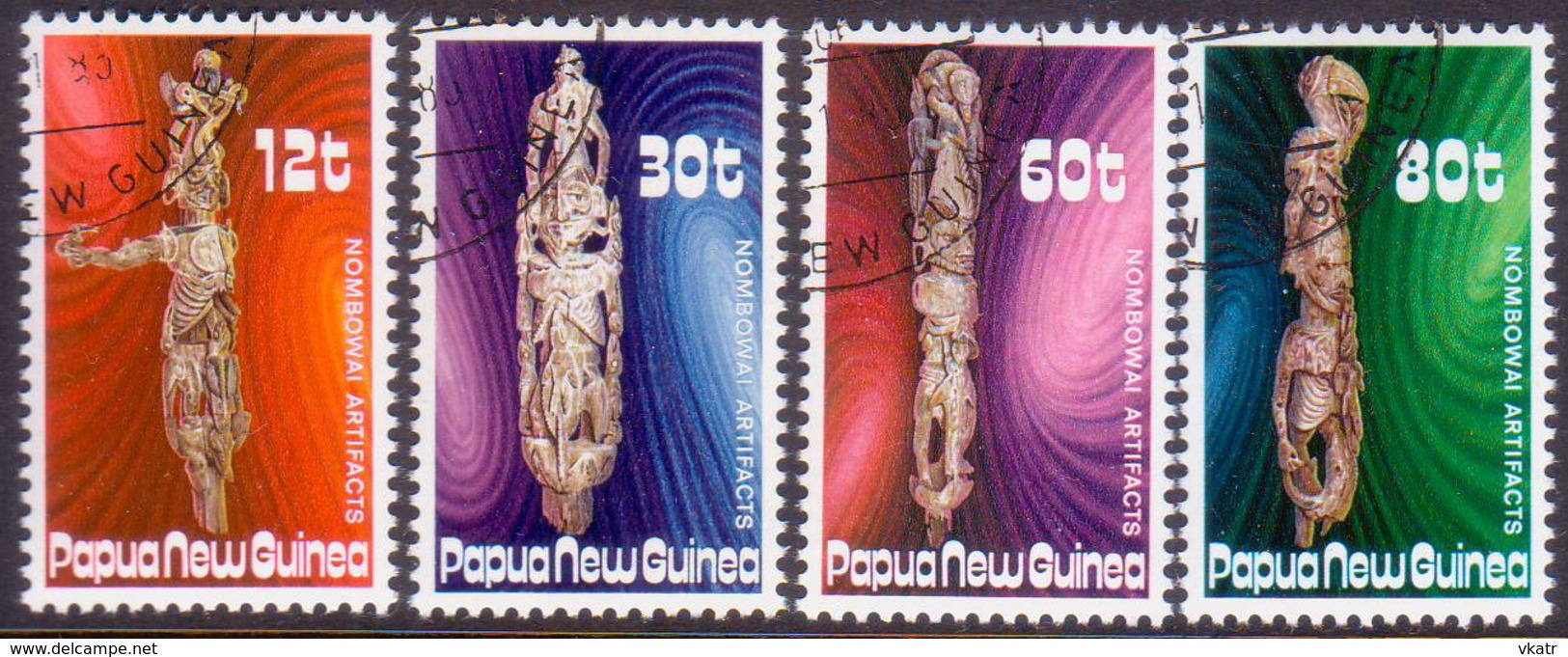 PAPUA NEW GUINEA 1985 SG #512-15 Compl.set Used Wood Carvings - Papua New Guinea