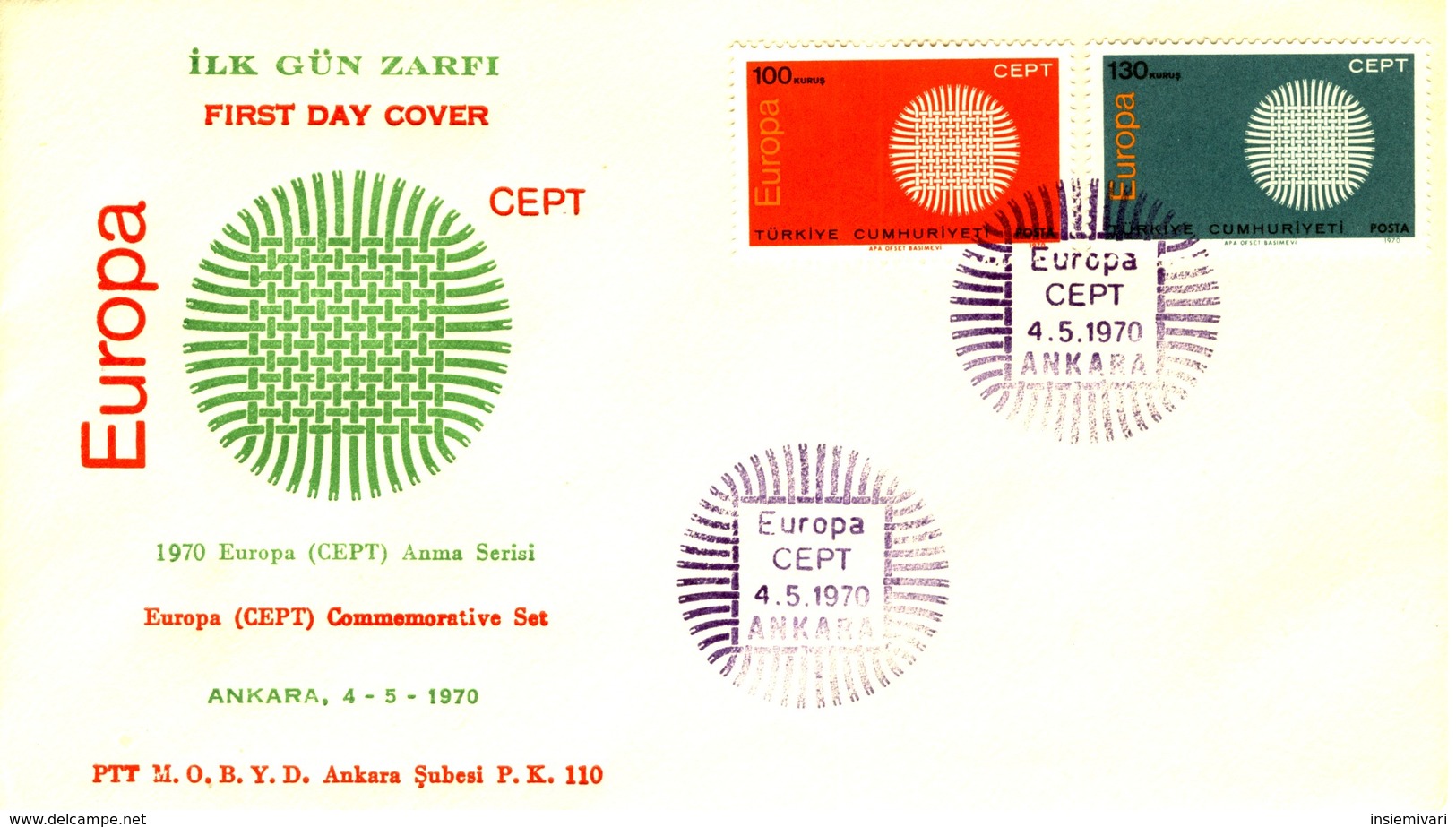 1970 - TURCHIA - EUROPA - BUSTA FDC.+3 - Storia Postale