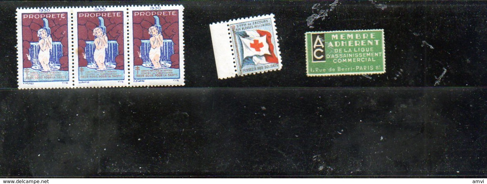 3875 - Lot De 5 Vignettes Tuberculose  3 De 1931  - Ligue Assainissement - Secours Blesses Militaires - Fantasie Vignetten