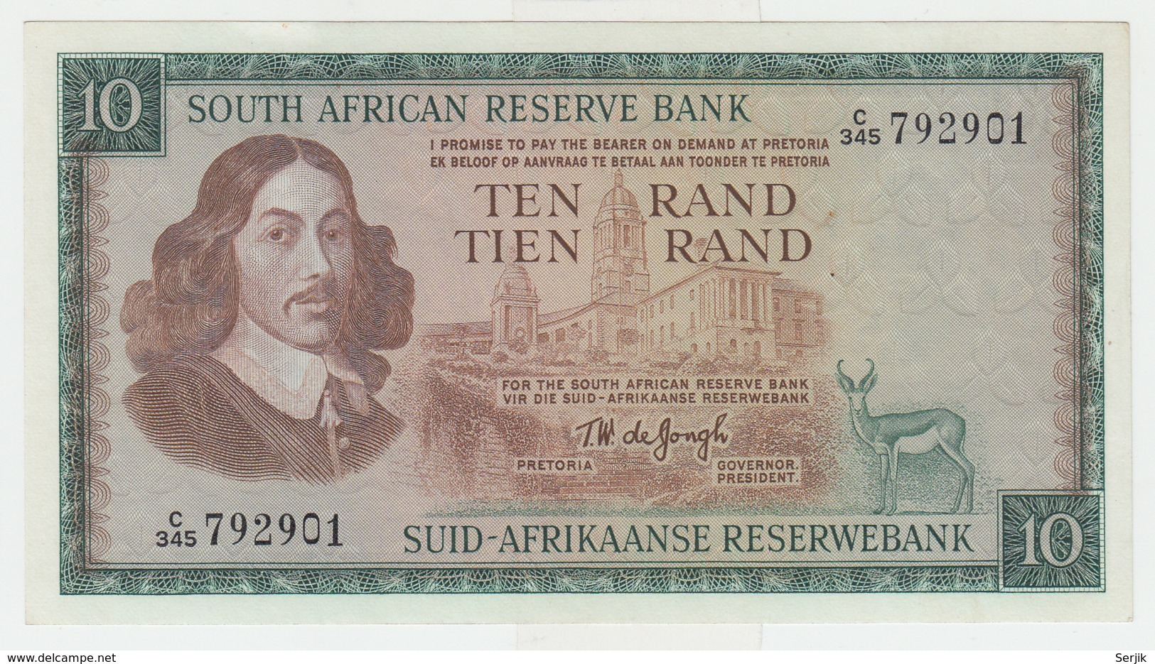 South Africa 10 Rand 1975 XF Pick 113c  113 C - South Africa