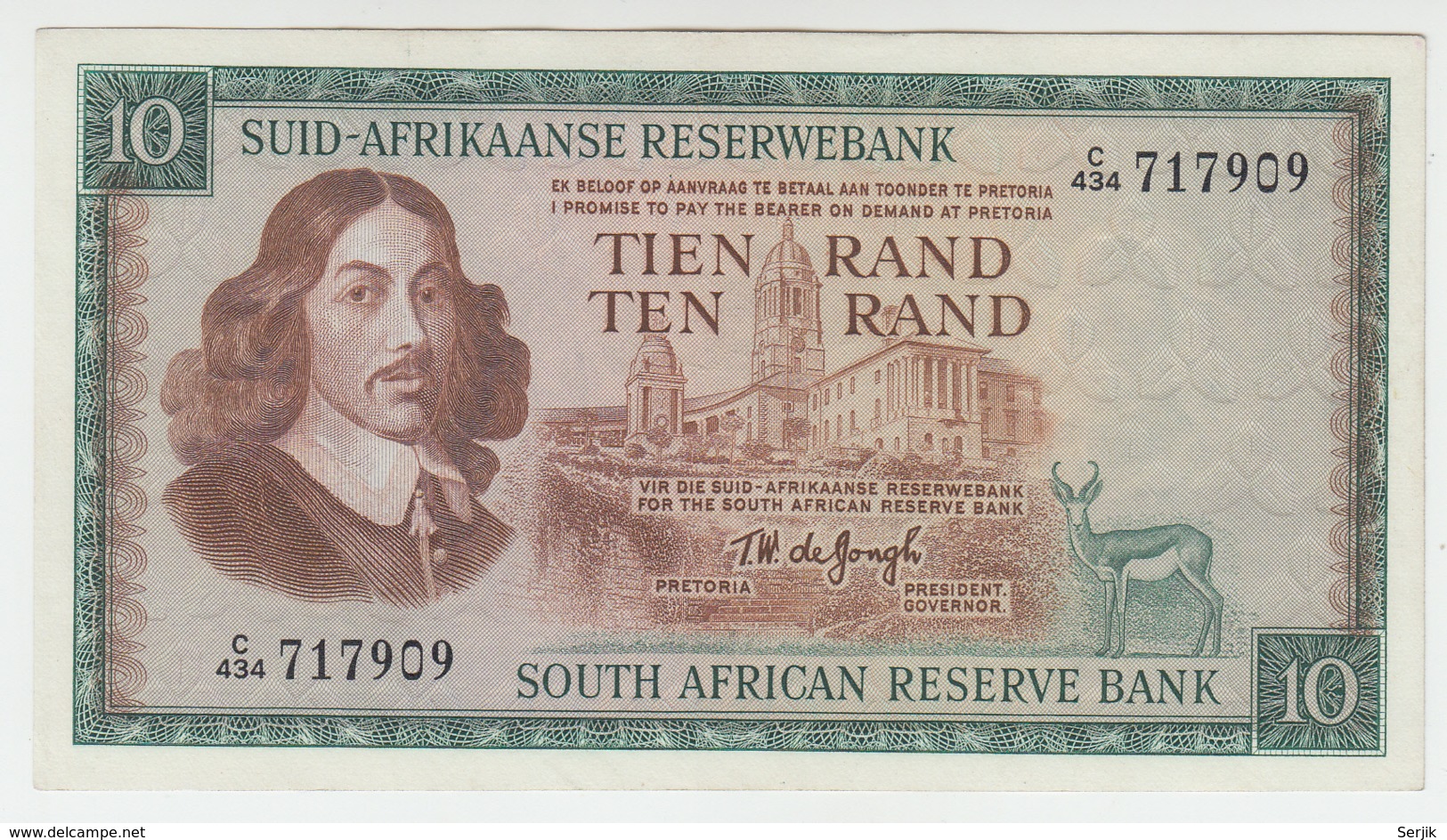 South Africa 10 Rand 1975 VF++ Pick 114c  114 C - South Africa